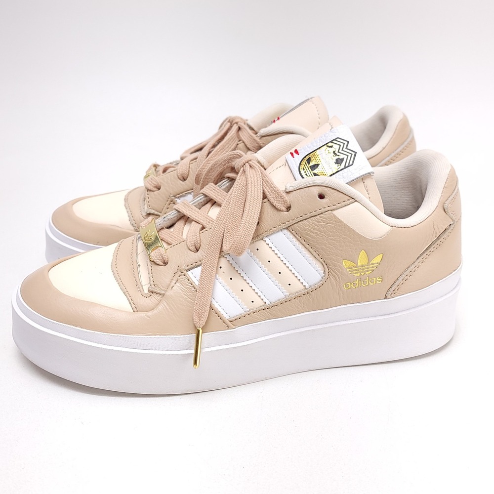 Adidas Forum Bonega Tan Cream White Platform Leather Sneakers Womens 10